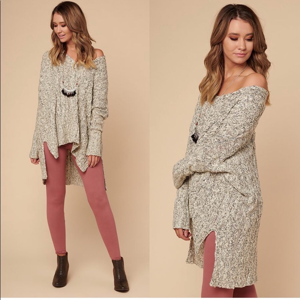 Oversized Grey Knit Sweatshirt from Nanamacs, Large